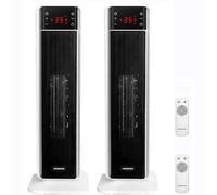 Aigostar Chauffage Electrique sur Pied, Chauffage PTC 2000W, 4 Modes, Oscillation 70°,Écran Numérique et Télécommande, Minuterie 24H,Radiateur Ventilateur Céramique avec Thermostat Blanc 2PCS