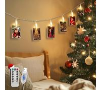 Aigostar Clip per catena di luci a LED, 6 m/40 LED USB per appendere foto con clip trasparenti, foto da parete, decorazione da parete, per decorazione della camera da letto, festa di compleanno