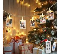 Aigostar Clip stringa di luci a LED, 2 M/10 LED USB per appendere foto con clip trasparenti, foto da parete, decorazione da parete, per decorazione della camera da letto, festa di compleanno, Natale