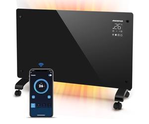 Aigostar Convecteur en verre Radiateur électrique, Wi-Fi, Alexa, Mode ECO | 2000W Chauffage d'Appoint avec Écran Tactile LED, 3 Modes, Programmable, Silencieux, Minuterie 24H, pour Chambre et Salon