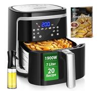 Aigostar Cube - Friteuse à air sans huile de XXL, 1900W, 7L air fryer. Livre de recettes inclus. Mode manuel et fonction maintien au chaud. Panneau tactile LED, 7 préprogrammes