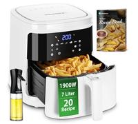 Aigostar Cube White -Friteuse sans Huile 7L Avec Wifi, Grande capacit 7L, 8 Programmes, 1900W Friteuse Air .Livre de Recettes.