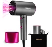Aigostar Diane - Sèche-cheveux design de 2100W. 2 vitesses, 3 températures + air froid. Poignée pliable, idéal voyages et gym. Gris et rose