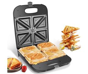 Aigostar Dylan - Appareil à Sandwich XXL pour 4 Sandwichs 1400W, Revêtement Antiadhérant, Chauffage Rapide, Contrôle Automatique de la Température, Indicateur LED, Stockage Vertical, 0% BPA