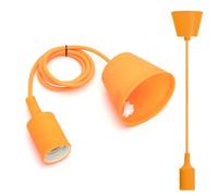 Aigostar E27 Support de Lampe en Silicone,Câble de 100 cm avec Support de Plafond,Lampe à Suspension Pour Accessoires de Bricolage,Orange