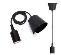 Aigostar E27 Support de Lampe en Silicone,Câble de 100 cm avec Support de Plafond,Lampe à Suspension Pour Accessoires de Bricolage,Noir