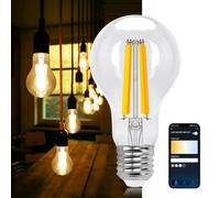 Aigostar Edison Ampoule Connectée WiFi E27 6W Ampoules Vintage Intelligente LED, Compatible avec Alexa et Google Home, Ampoule WiFi Dimmable 2700K-6500K, Transparent 1 Unité