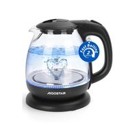Aigostar Elfin - Bouilloire compacte 0% BPA en verre borosilicate et avec illumination LED. 1 litre, 2200 W. Ébullition rapide.