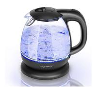 Aigostar Elfin - Bouilloire électrique, Mini Bouilloire en Verre borosilicaté avec illumination LED. 2200W, capacité de 1L, sans BPA. Ébullition rapide, protection contre l’ébullition à vide, Noire