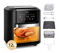 Aigostar four à air 12L XXL 1700W, friteuse tactile LED 9 modes, rotation, accessoires, sans BPA, cuisson sans huile