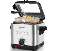 Aigostar Friteuse 1,5L 1000W - Acier Inoxydable 304 Sans BPA, Thermostat Réglable (130-190°C), Filtre à Graisse, Panier Amovible et Fenêtre de Visualisation - Matériau Alimentaire