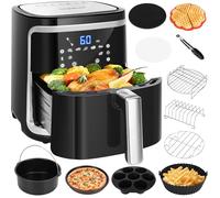 Aigostar Friteuse à air intelligente sans huile avec WiFi + Accessoires air fryer 12 Pièces. 1900W, 7L. Mode manuel, écran tactile LED, 7 fonctions préréglées + maintien au chaud et mode manuel