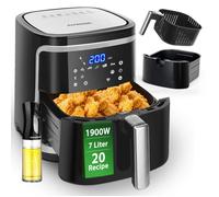 Aigostar Friteuse à air sans huile de XXL, 1900W, 7L air fryer. Livre de recettes inclus. Mode manuel et fonction maintien au chaud.