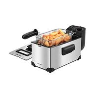 Aigostar Friteuse à huile, 3 L, Démontable, Résistance immergée, Thermostat Réglable, Fenêtre Visible, Inox