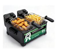 Aigostar Friteuse Électrique Double Bac 6L,Cuve à Huile 3600W avec Thermostat Réglable et 2 Paniers Amovibles,Grande Capacité