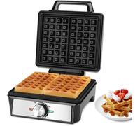 Aigostar Gaufrier pour 2 Gaufres Belges, 1600W, Plaques Profondes Antiadhesives, 20,2x17,2x2 cm, Gauffrier avec Temperature Reglable