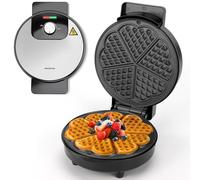 Aigostar Gaufrier pour 5 Gaufres en Forme de Cœur, 1000W, Plaques Antiadhésives de 19 cm, Température Réglable, Indicateur LED, Poignée Froide au Toucher, Design Compact en Acier Inoxydable, Sans BPA