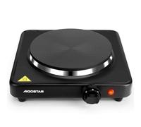 Aigostar Gem - Plaque de cuisson portable 1500W, réchaud électrique simple en fonte avec thermostat réglable à 5 niveaux. Protection contre la surchauffe, voyant lumineux, pieds antidérapants