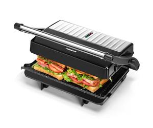 Aigostar Gril, Appareil a Panini 2-en-1 Avec Double Plaque ECO Antiadhésive.1000W, Toaster Panini, Ouverture à 180º Deux Surfaces de Cuisson de 23 x 14,5 cm.York pro