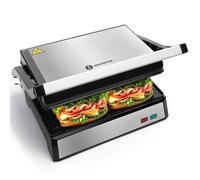Aigostar Grill 1500W Machine à Panini, Revêtement Céramique Anti-adhésif,Ouverture 180° Plaque,Sans PTFE PFOA,Bac à Graisse Amovible
