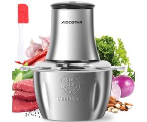 Aigostar Hachoir Électrique avec Bol Inox 1.8L et 4 Lames, 500W