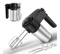 Aigostar Hanson - Batteur électrique, 6 vitesses + Turbo, 2 batteurs et 2 crochets, 300W, support pour accessoires en acier inoxydable.