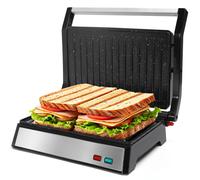 Aigostar Hett Pro Panini Maker/plaque grille-pain, revêtement antiadhésif en pierre écologique, plateau à graisse, presse à sandwich, poêle à gril électrique, 1500