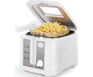 Aigostar Indra 30HEX - Friteuse électrique 2.5L Blanc, 1650W, Revêtement antiadhésif, Panier amovible, Thermostat réglable, Fenêtre transparente, Sécurité anti-éclaboussures