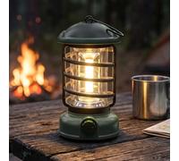 Aigostar Lampe Camping Rétro, Luminosité réglable (10%-100%), 250LM 3000K lumière chaude, IP44 étanche, 3 piles AA (non incluses), pour Camping, Randonnée, Pêche, Décoration, Urgences
