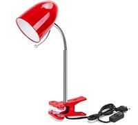 Aigostar Lampe de Bureau à Pince E27, Lampe de Lecture Clipsable Rétro, Ampoule Non Incluse, Lampe de Chevet avec Câble de 1.5 m (Max 40 W), Rouge