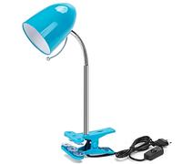 Aigostar Lampe de Bureau à Pince E27, Lampe de Lecture Clipsable Rétro, Ampoule Non Incluse, Lampe de Chevet avec Câble de 1.5 m (Max 40 W), Bleu