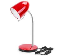 Aigostar Lampe de Bureau Retro E27, Lampe de Chevet Enfant avec Prise (Max 40 W), Excluant Ampoule, Flexible Réglable, Câble de 1.5 m, Rouge