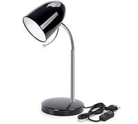 Aigostar Lampe de Bureau Retro E27, Lampe de Chevet Enfant avec Prise (Max 40 W), Excluant Ampoule, Flexible Réglable, Câble de 1.5 m, Noir