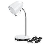 Aigostar Lampe de Bureau Retro E27, Lampe de Chevet Enfant avec Prise (Max 40 W), Excluant Ampoule, Flexible Réglable, Câble de 1.5 m, Blanc