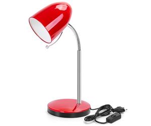 Aigostar Lampe de Bureau Retro E27, Lampe de Chevet Enfant avec Prise (Max 40 W), Excluant Ampoule, Flexible Réglable, Câble de 1.5 m, Rouge