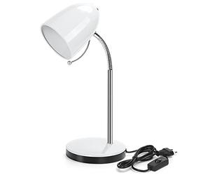 Aigostar Lampe de Bureau Retro E27, Lampe de Chevet Enfant avec Prise (Max 40 W), Excluant Ampoule, Flexible Réglable, Câble de 1.5 m, Blanc