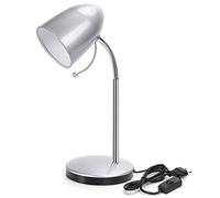 Aigostar Lampe de Bureau Vintage,Excluant Ampoule,Lampe de Chevet Enfant Compatible Ampoule LED E27 (Max 11 W), Col de Cygne Flexible Réglable,Câble de 1,5 m, Idéal Lecture, Travail, Etude,Argent