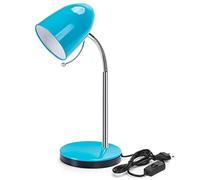 Aigostar Lampe de Bureau Vintage,Excluant Ampoule,Lampe de Chevet Enfant Compatible Ampoule LED E27 (Max 11 W), Col de Cygne Flexible Réglable,Câble de 150cm, Idéal Lecture,Etude,Travail,Bleu