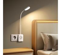 Aigostar Lampe de Lecture LED avec Prise et Prise de Courant, Applique Liseuse à Commande Tactile avec Ports USB et Type C, Luminosité réglable, 3 Couleurs de Lumière, Blanc