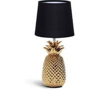 Aigostar - Lampe de Table en Céramique, Douille E14 Forme d'ananas en or, Abat-jour en Tissu de Bureau Design Moderne.