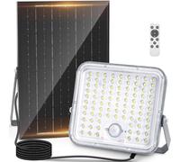 Aigostar Lampe Solaire Extérieur avec Détecteur de Mouvement e Télécommande,Projecteur LED avec Grande panneau solaire,8000mAH,Batterie de Capacité,Ultra Lumineux,étanche IP66,6500K