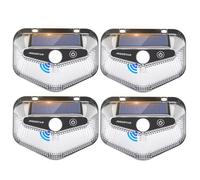 Aigostar Lampe Solaire Extérieur avec Détecteur de Mouvement,Lot de 4 Lumiere Solaires,éclairage 270° Spot Solaire,IP65 Etanche LED murale pour Jardin, Garage, Patio