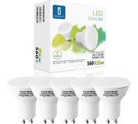 Aigostar - Lot de 5 ampoules LED GU10, 8W. Lumière couleur chaude 3000K, 560 lm. Non dimmable. Couleur G