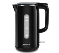 Aigostar Lydian Bouilloire électrique en acier inoxydable 1,7 l avec indicateur de niveau d'eau, 2200 W, double paroi avec filtre anti-calcaire, design Cool-Touch, arrêt automatique, sans BPA, noire