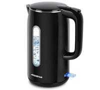 Aigostar Lydian - Bouilloire Electrique Inox 1,7 L, 2200W Double Paroi Bouilloires électriques, Avec Indicateur de Niveau d'eau, Ebullition Chauffage Rapide, Fermeture Automatique, Sans BPA, Noire