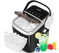 Aigostar Machine à Glaçons, 1,5 L Ice Cube Maker, 130W Machine a Glacons Professionnel, 9 Glaçons en 6-9 Mins, 14kg/24h, 2 Tailles de Glaçons, Autonettoyante, Alerte Manque D'eau & Panier Plein, Noir