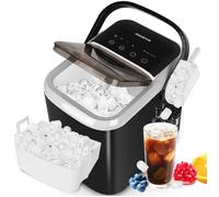 Aigostar Machine à Glaçons 1,5L, 130W Machine à Glace Rapide 9 Glaçons en 6-9 Min, 14kg/24h, 2 Tailles, Autonettoyage avec Poignée