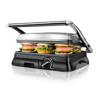 Aigostar Machine à Panini 2000W avec Thermostat Réglable, Ouverture à 180° | Grill électrique avec Plaques Antiadhésives, Bac à graisse amovible, pour Paninis, Sandwichs, Viande et Légumes | Samson