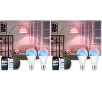 Aigostar Mesh - Ampoule Connectée Bluetooth Mesh A60 12W, Ampoule Connectée Alexa E27 LED 1150LM RVB & 2700K-6500K, 16 Millions de Couleurs, 2 Unités (avec Télécommande Bluetooth) (Lot de 2)