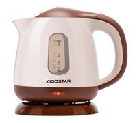 Aigostar Mini Bouilloire Electrique de Voyage 1L Marron - Petite Bouilloire électrique Portable 1100W, Ébullition Rapide, Fermeture Auto, Sans BPA, Filtre Anticalcaire, Facile à Nettoyer